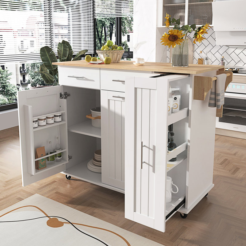 Accent Cabinet, Kitchen Island With Drop Leaf, Kitchen Storage Cart With 3 Tier Pull Out Cabinet Organizer