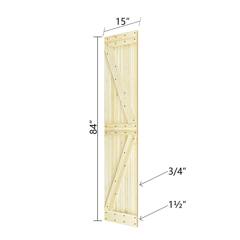 Unfinished Solid Spruce Wood Textured Bi-Fold Barn Door
