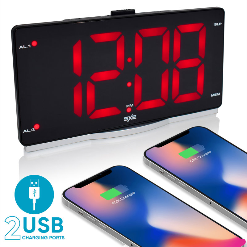 Electric Tabletop Clock in Black with Alarm
