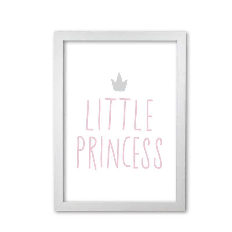 Little Princess - Typography Print on Paper, White Grain Frame, 60 cm H x 42 cm W x 5 cm D, Pink/Grey