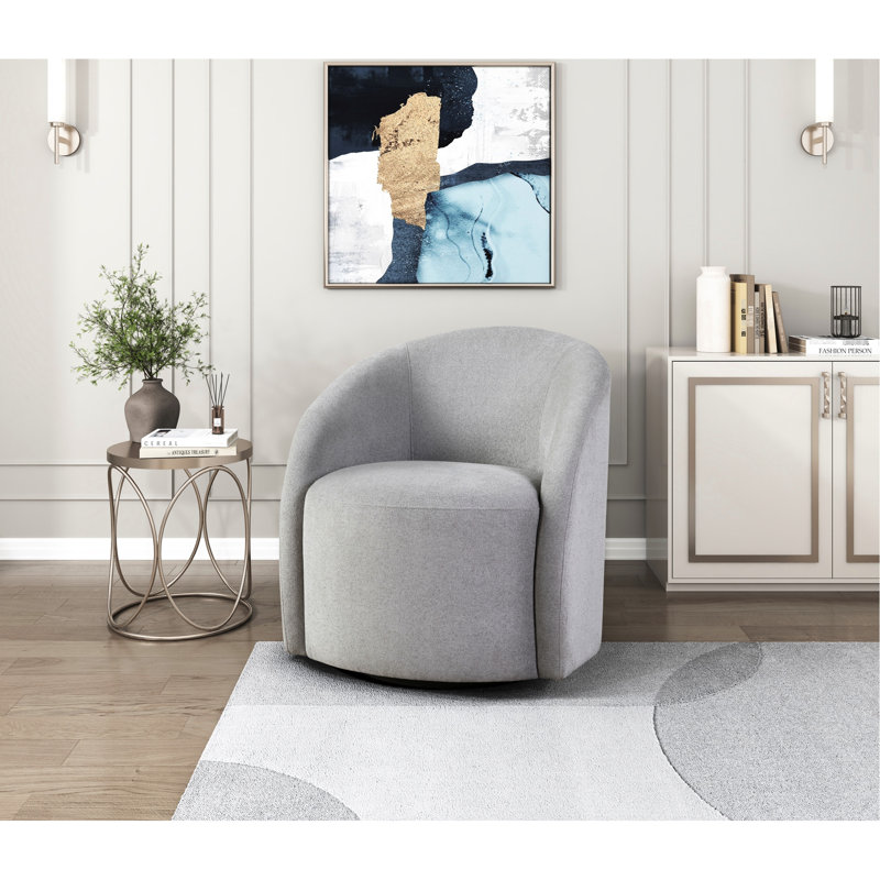 Fauteuil d'appoint pivotant Blue Boucle, structure intérieure en bois massif, aucun assemblage requis, Light Grey