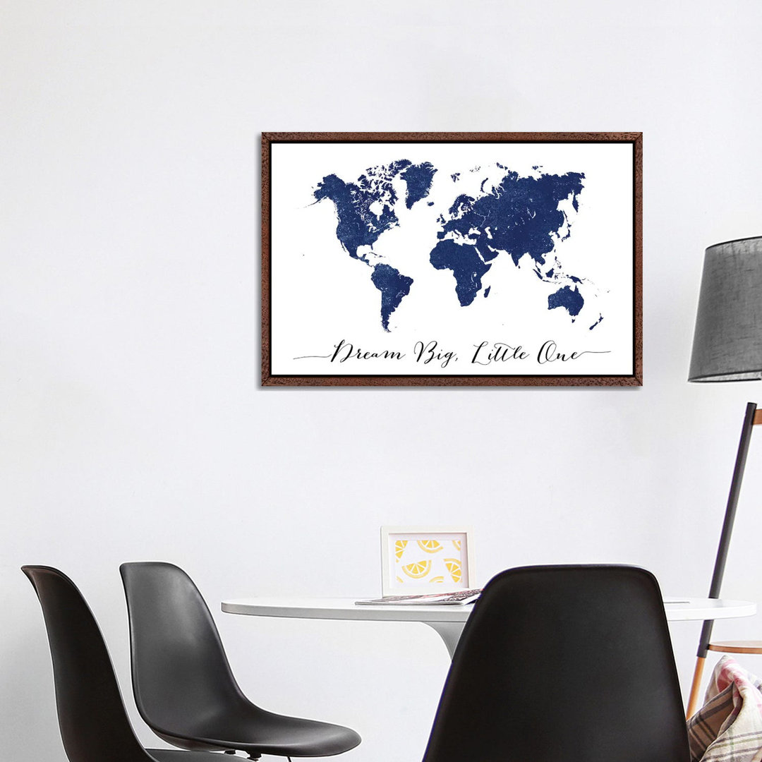Blue World Map Dream Big