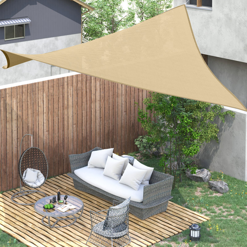 Auvent 13 'X 20' Sun Shade, couleur sable, protégé, pour terrasse avec corde - sable, blocs nocifs, piscine de patio