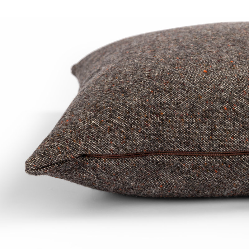 Hasselt Ebony Stonewash Linen and Wool Reversible Throw Pillow