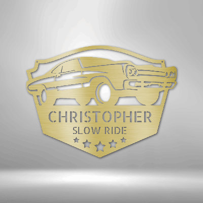 Décoration murale en acier personnalisable, monogramme «Slow Ride» en acier