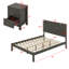 Ensemble de chambre à coucher 3 pièces, lit plateforme avec deux lumières de chevet, table de chevet 2 tiroirs-105501740-105501741