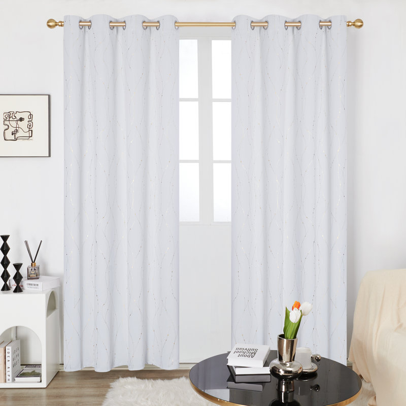 Blackout Curtain Pair, Greyish White, 117cm W x 183cm D