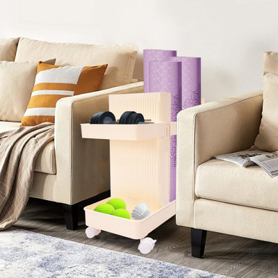 Étagère de rangement multifonctionnelle en plastique avec roulettes 19,7 po Lahja