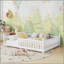 Lit double avec lumière et lit surélevé avec clôture et toit pour enfants, garçons, blanc