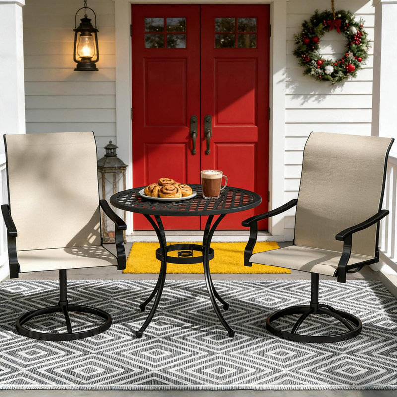 Outdoor Chairs,Swivel Chairs Set Of 2, White