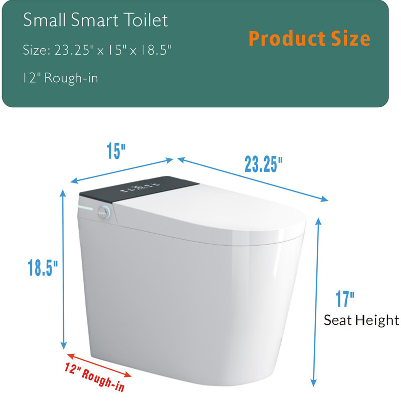 Toilette Smart Bidet - Fonction automatique, siège chauffant, séchage à l'air chaud, ouverture compacte, chasse d'eau,