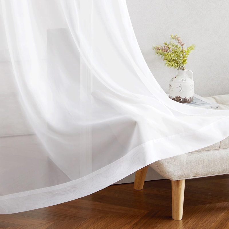 Rideaux de fenêtre transparents avec œillets NICETtown, Blanc, L 54 po x L 84 po