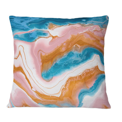 Coussin orange orange, bleu et blanc - imprimé moderne