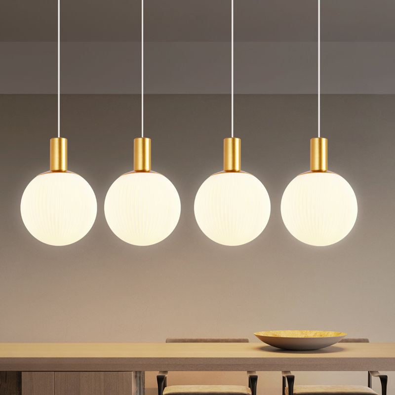 4-Light Glass Kitchen Island Pendant