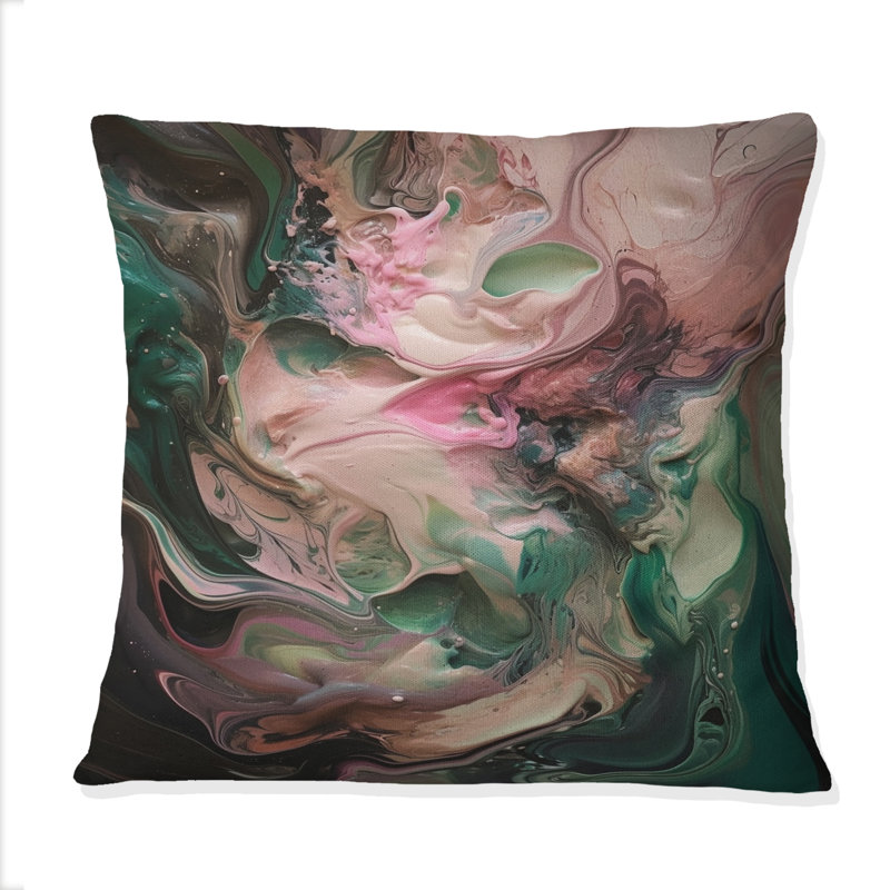 Coussin décoratif rose et vert Inner Worlds of Marble IV