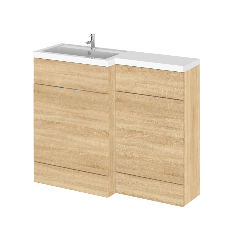 Fusion Bathroom Vanity with Basin, Left-Handed, Gloss Grey