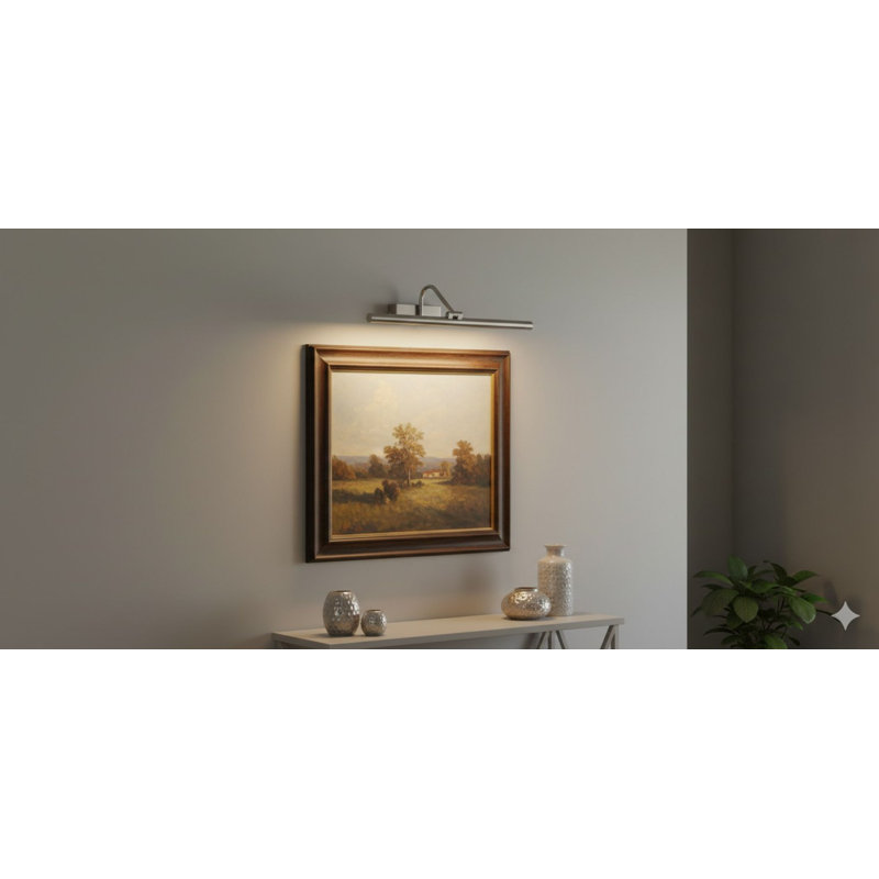 Dimmable LED Wall Mount Picture Light, Brushed Steel
