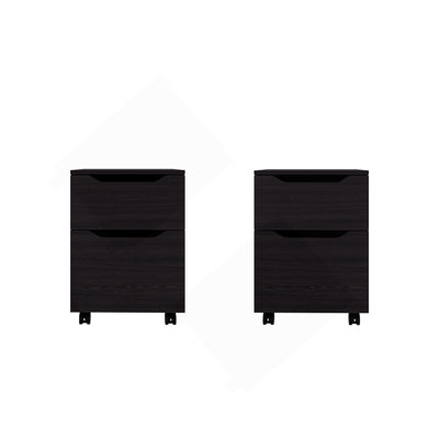 Ensemble de 2 tables de chevet: ensemble de lit moderne avec tiroir de rangement et tablette, wengé