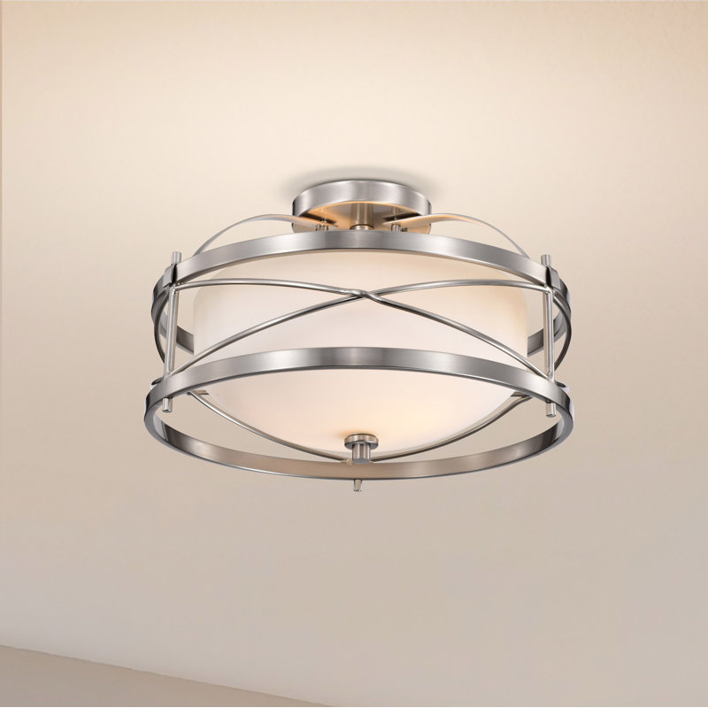 Gaen Glass Semi Flush Mount, Brushed Nickel