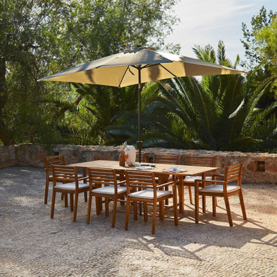 Sirmans Rectangular 8 - Person 160cm Long Dining Set with Cushions and Umbrella