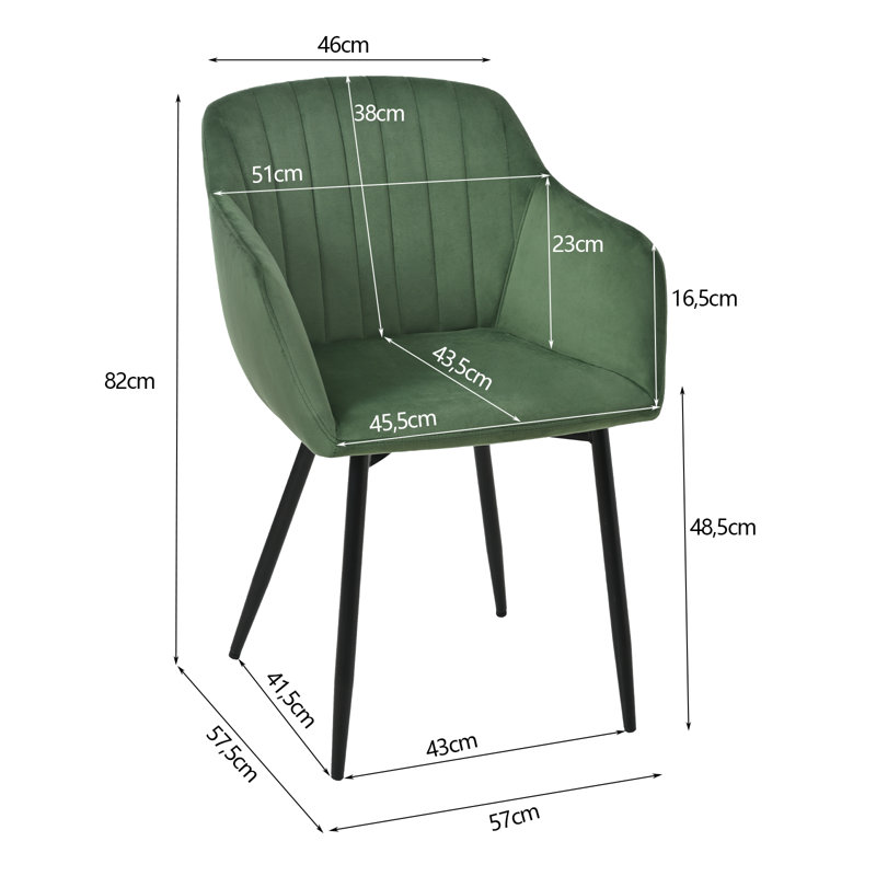 Ohio Modern Upholstered Dining Chairs with Metal Legs, Green Velvet, 4
