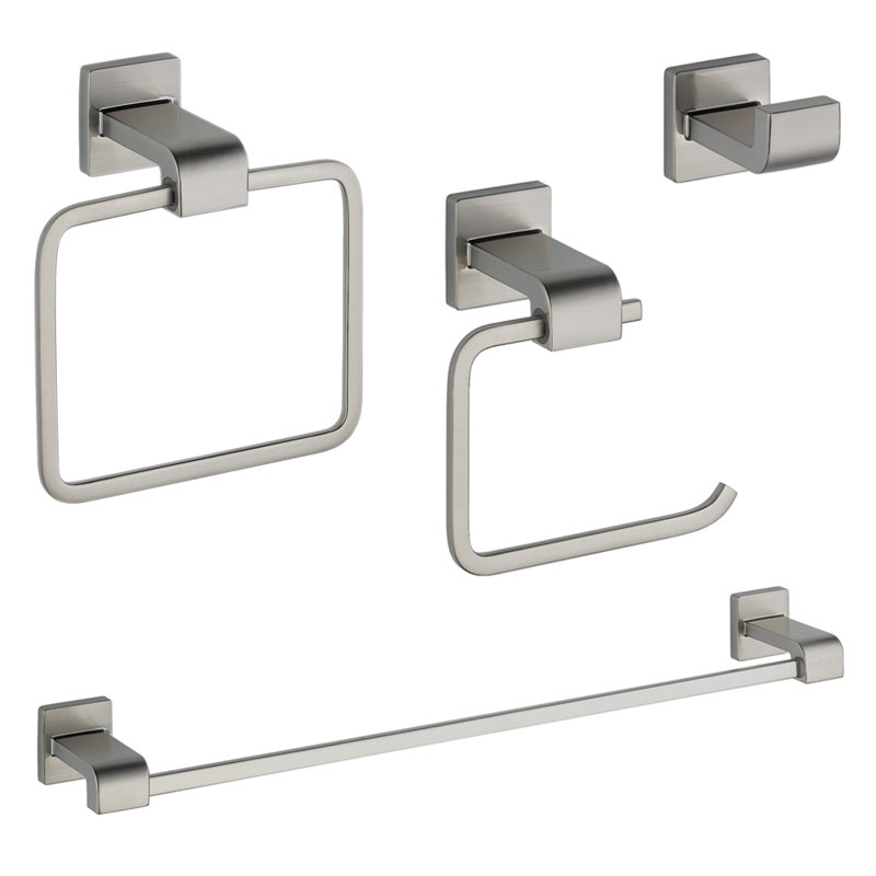 Arzo Delta 4 Piece Bathroom Hardware Set, Stainless