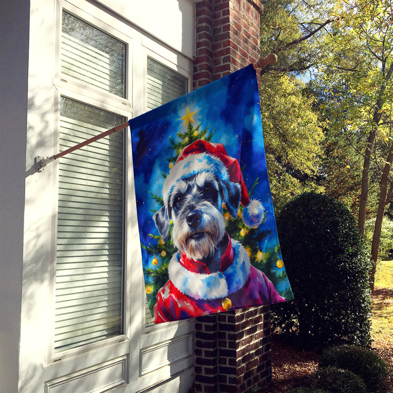 Drapeau de maison de Noël chocolat caniche chocolat, Schnauzer