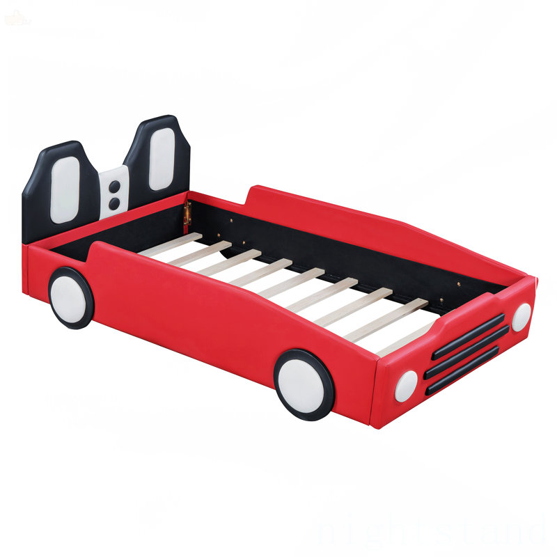 Lit plateforme simple avec roulettes, Rouge
