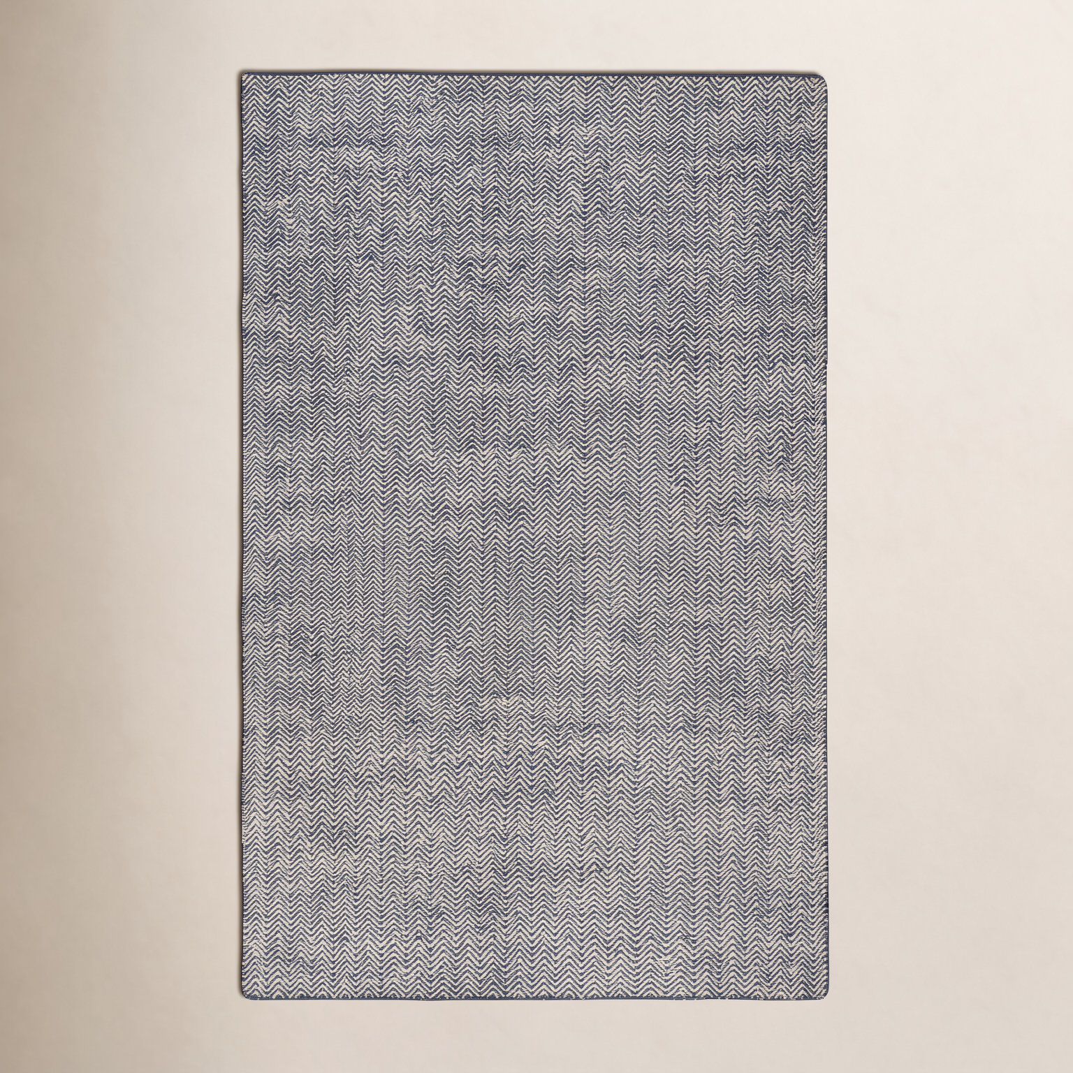 Rita Black White Hand-Woven Chevron Wool Rug, Rectangle 3' x 5'