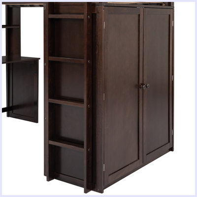 Lit mezzanine moderne avec tiroirs, bureau et garde-robe