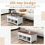 Table basse à plateau relevable avec compartiment de rangement caché
