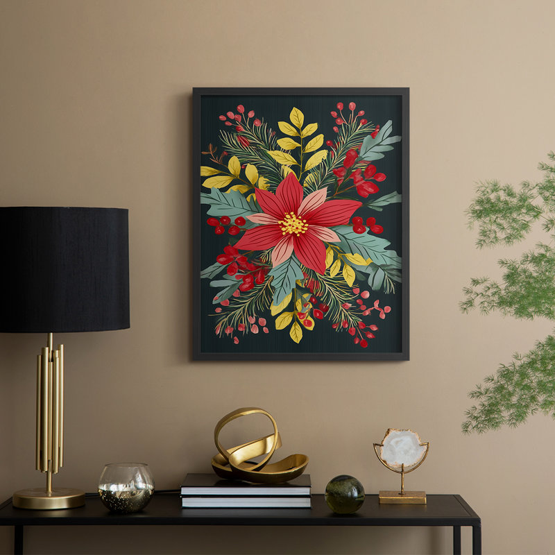 «Christmas Holiday Art CXI», reproduction encadrée - bois massif, Noir, noir, noir, noir, H 21 po x l 17 po