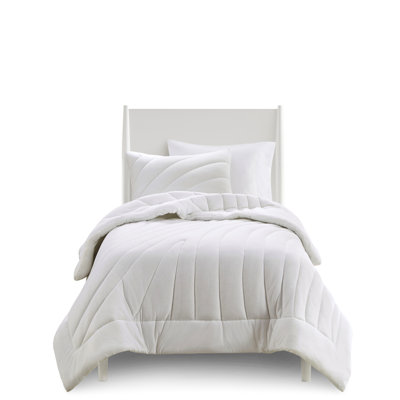 3 Pcs King/ King Puffy Comforter White - Design With 350gsm Fill And Machine Washable