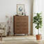Commode 5 tiroirs cannelée en bois avec poignées en métal-973808807