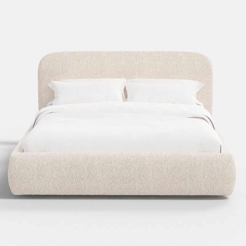 Daphne Platform Bed, Plush Boucle Ivory, Full