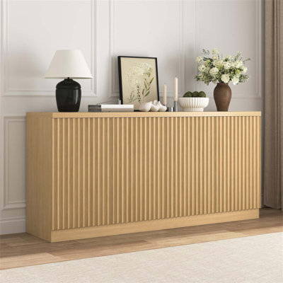 Buffet avec rangement spacieux, buffet de 62,60 pouces avec 4 portes et tablettes pour la cuisine et le salon