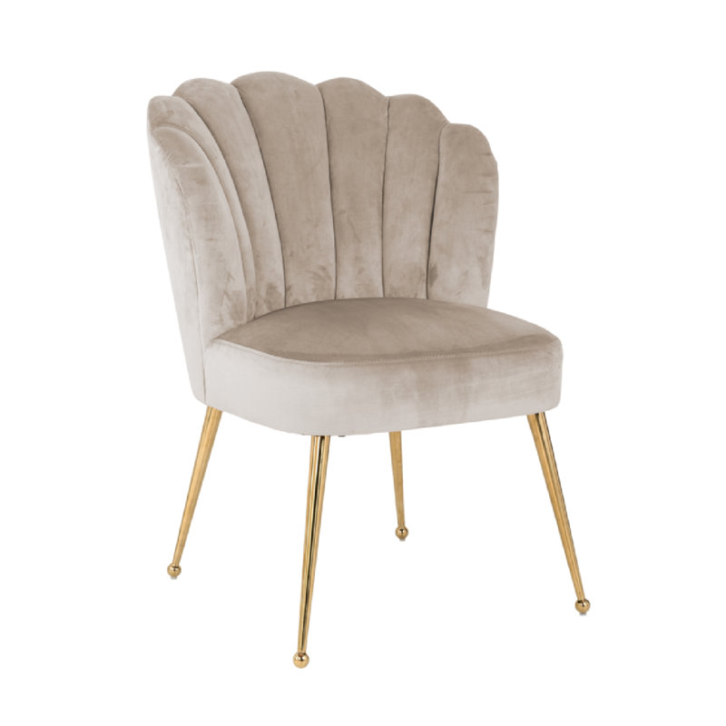 Chaise d'appoint rembourrée en velours Pippa, Or, Kaki
