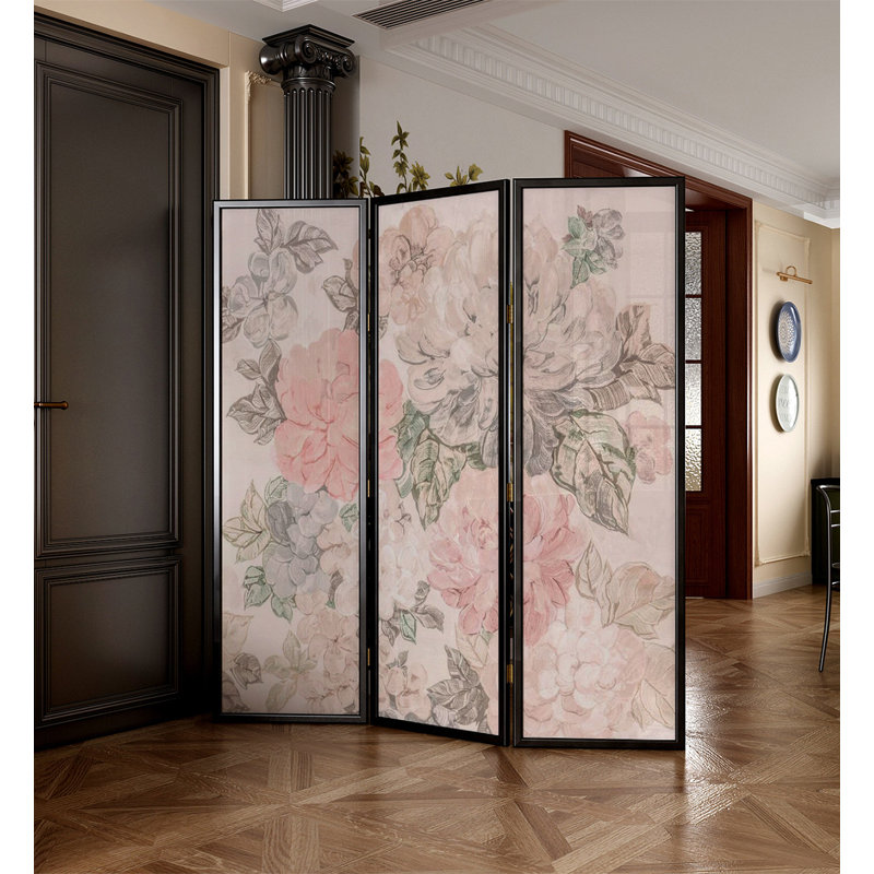Paravent triple en bois massif style campagne américain, Black