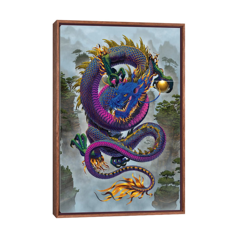 Good Fortune Dragon by Vincent Hie - Print on Canvas, Classic Brown Wood Framed, 152.5 cm H x 101.5 cm W