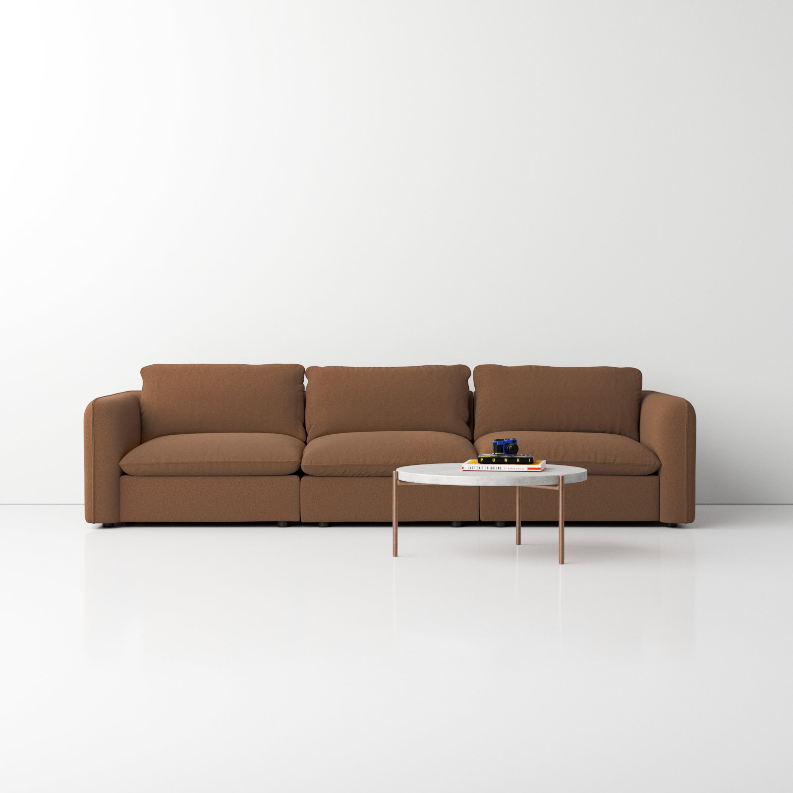 Margorie 115" Linen Modular Sofa, Antwerp Café