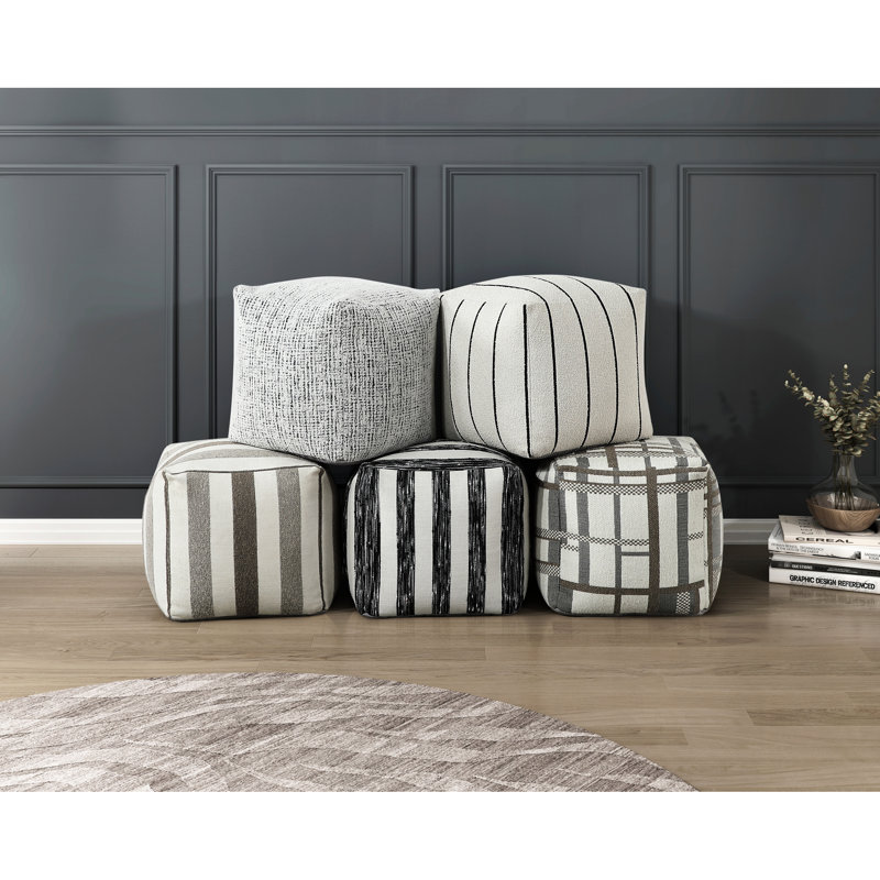 Repose-pieds carré rembourré en tissu - antidérapant, H 16 po, capacité de poids de 300 lb, motif multicolore avec capacité de revêtement, base antidérapante, moderne