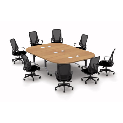 Rectangle 8 Person Flip Top 80 in. L Training Table and Chair Set with Casters and