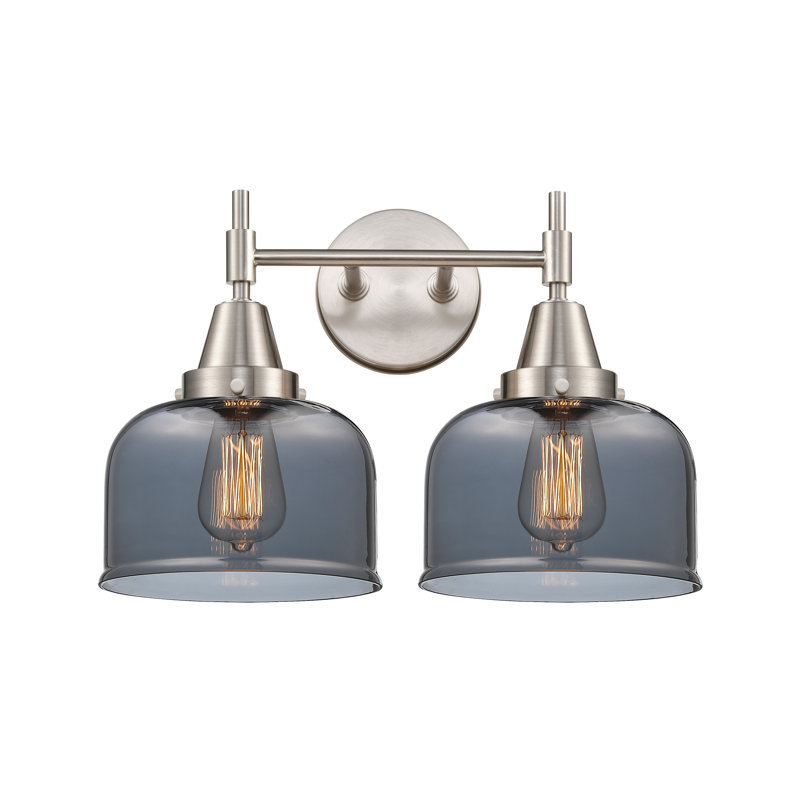 Éclairage pour meuble-lavabo 2 lumières 17 po Caden - H 5,75 po, Nickel satiné, Ampoule DEL 4 watts rétro