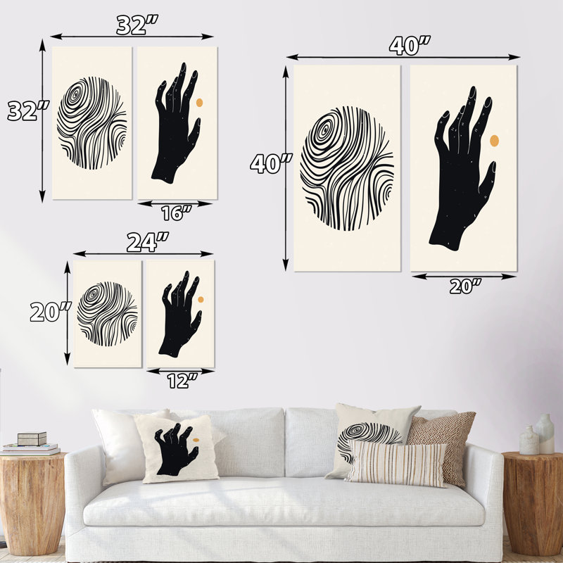 «Minimalistic Mon monochrome Illustration I», ensemble de 2 impressions, Toile tendue, H 32 po x l 32 po x P 1 po