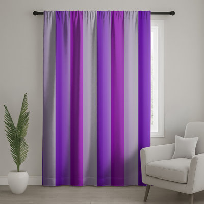 Purple Vertical Stripes Window Curtains, Stripes Sheer & Blockout Curtains - 1 Panel