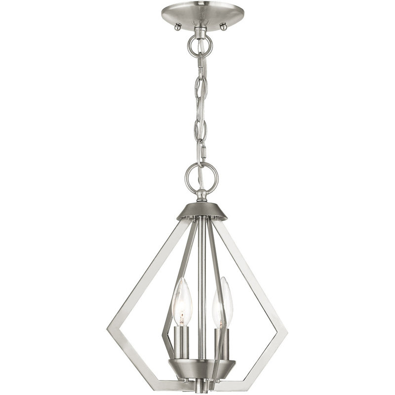 Lustre géométrique à 2 lumières Cathelijne, Nickel brossé