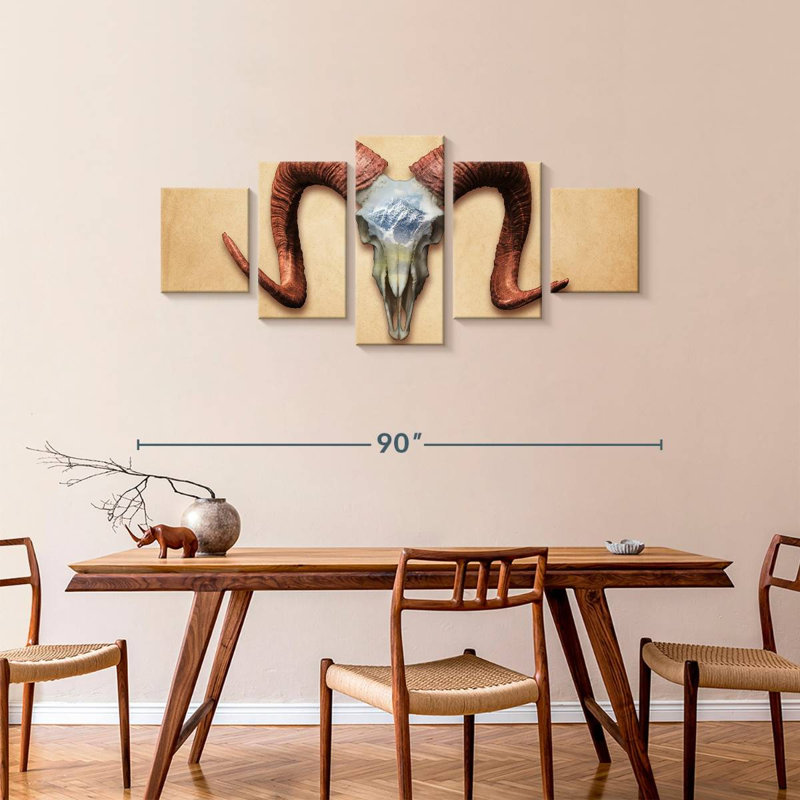 Daunting Ram Skull, 36" H x 80" W
