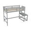 Lit mezzanine simple de taille simple avec plateforme pour échelle, échelles, garde-corps, gris