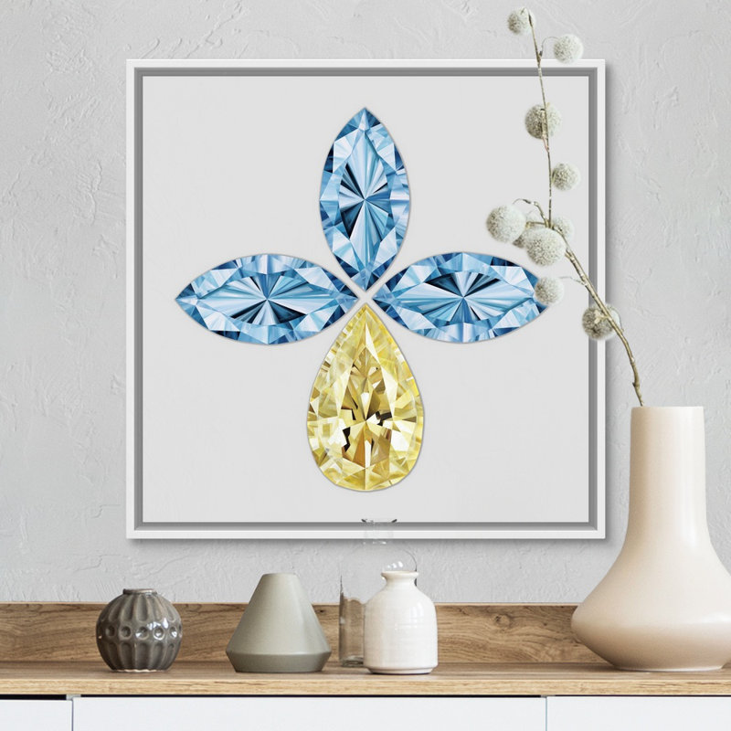 Graphic Art Print on Canvas, White Floater Framed, 18" H x 18" W x 1.75" D