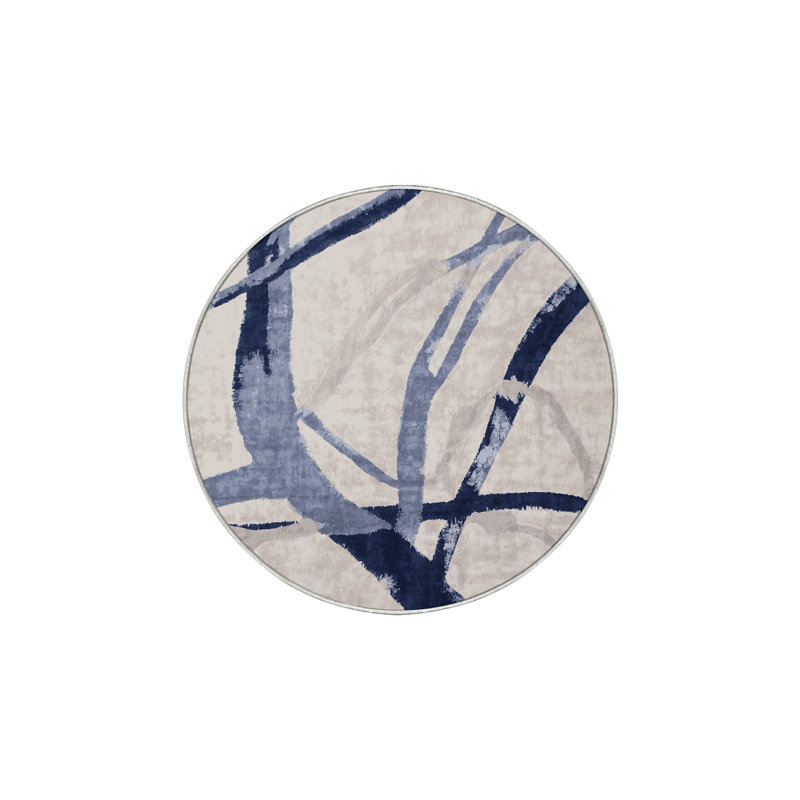 Machine Washable Beige Area Rug, Round 3'